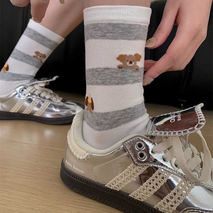 Chaussettes Décontractées À Imprimé Chiot