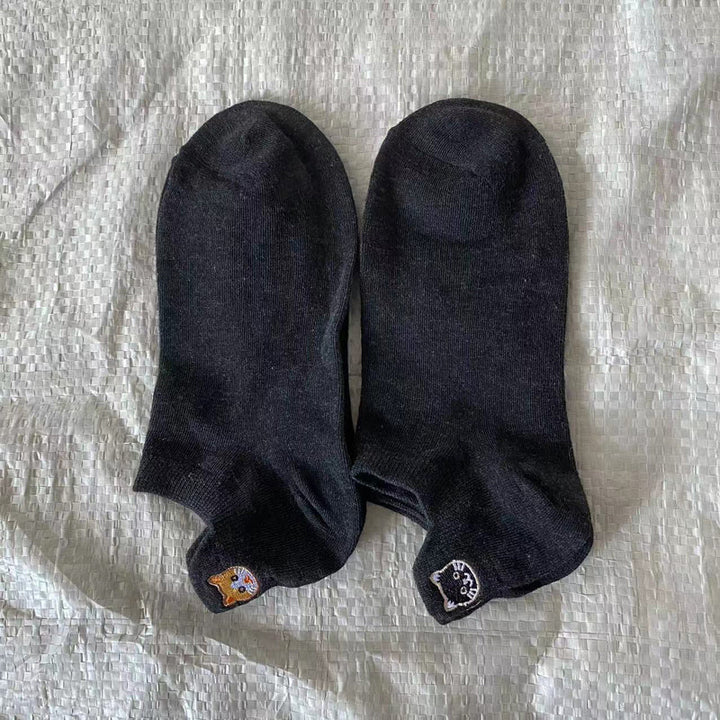 Chaussettes Décontractées À Broderie Chat