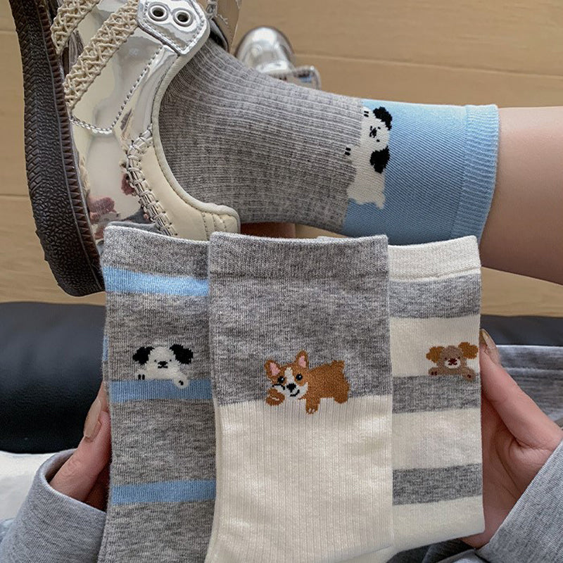 Chaussettes Décontractées À Imprimé Chiot