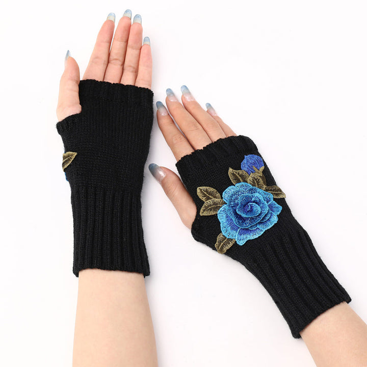 Gants Chauds À Fleurs