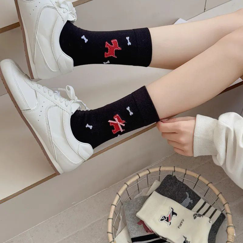 Chaussettes Décontractées À Imprimé Chiot