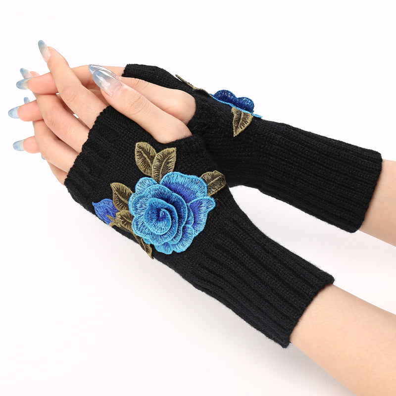 Gants Chauds À Fleurs