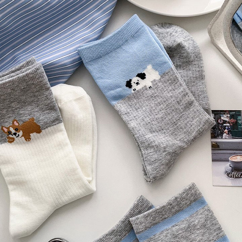 Chaussettes Décontractées À Imprimé Chiot