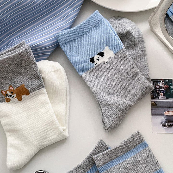 Chaussettes Décontractées À Imprimé Chiot