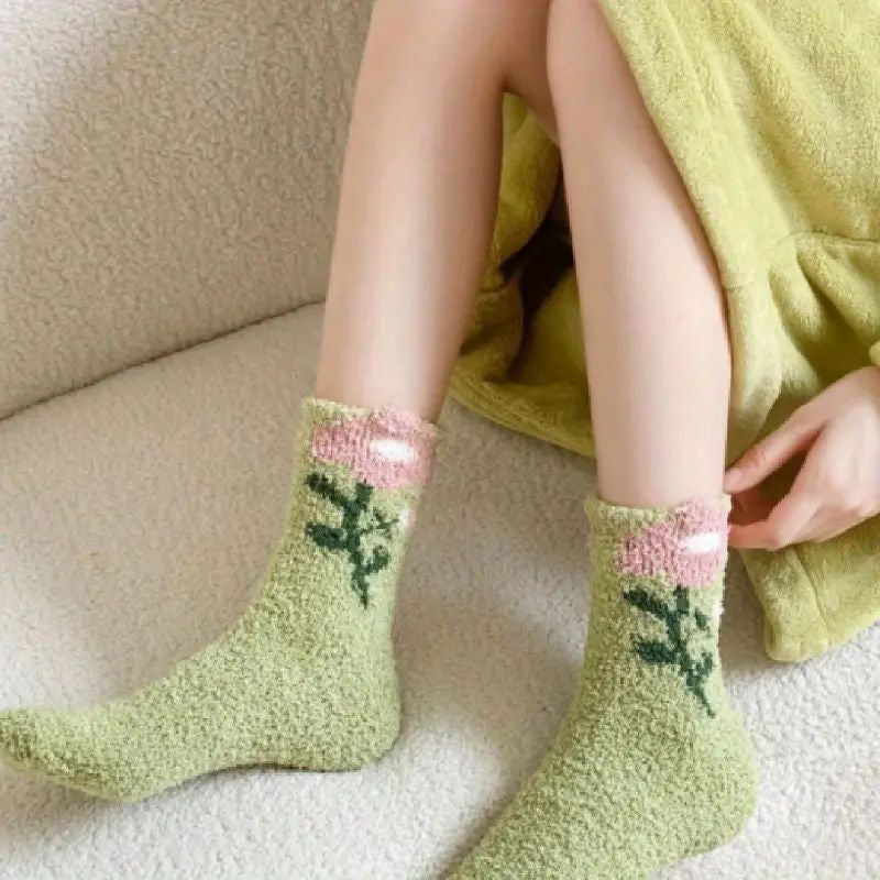 Chaussettes Chaudes À Fleurs