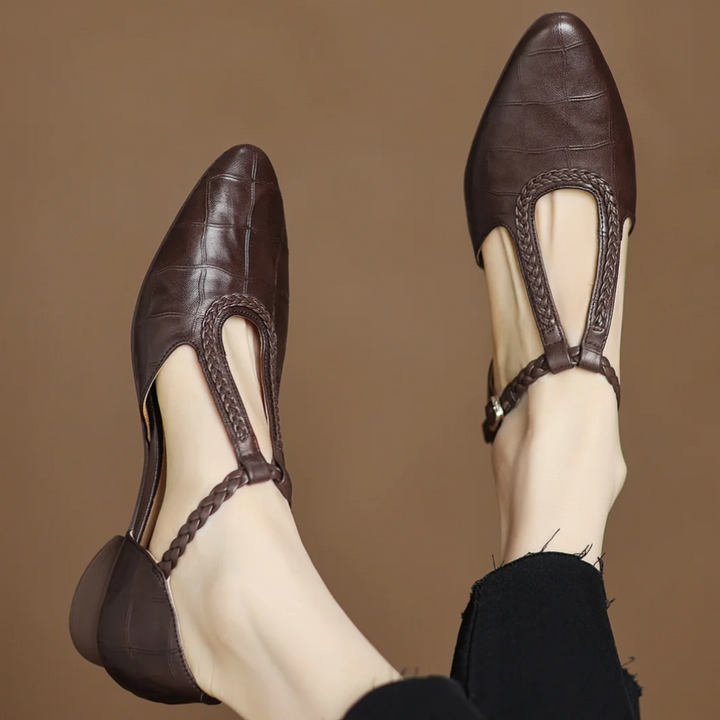 Etta | Leather Sandals with Woven Strap and Buckle
