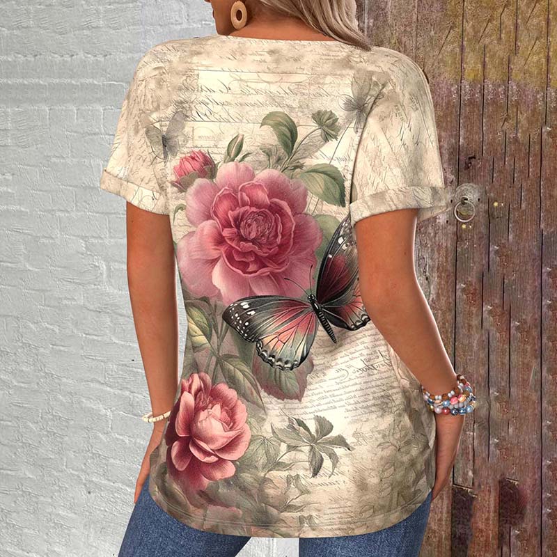 T-Shirt À Imprimé Floral Vintage