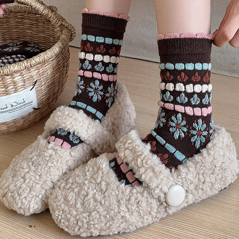 Chaussettes Chaudes À Fleurs