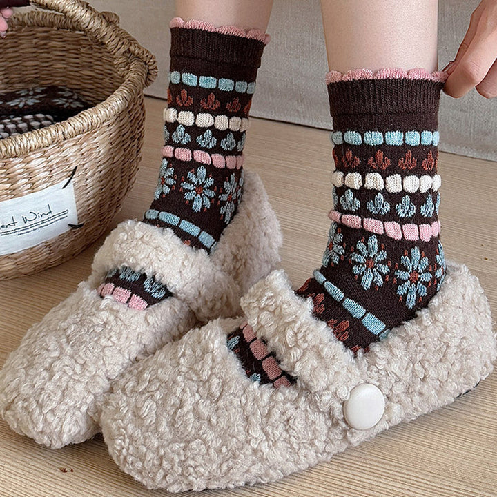 Chaussettes Chaudes À Fleurs