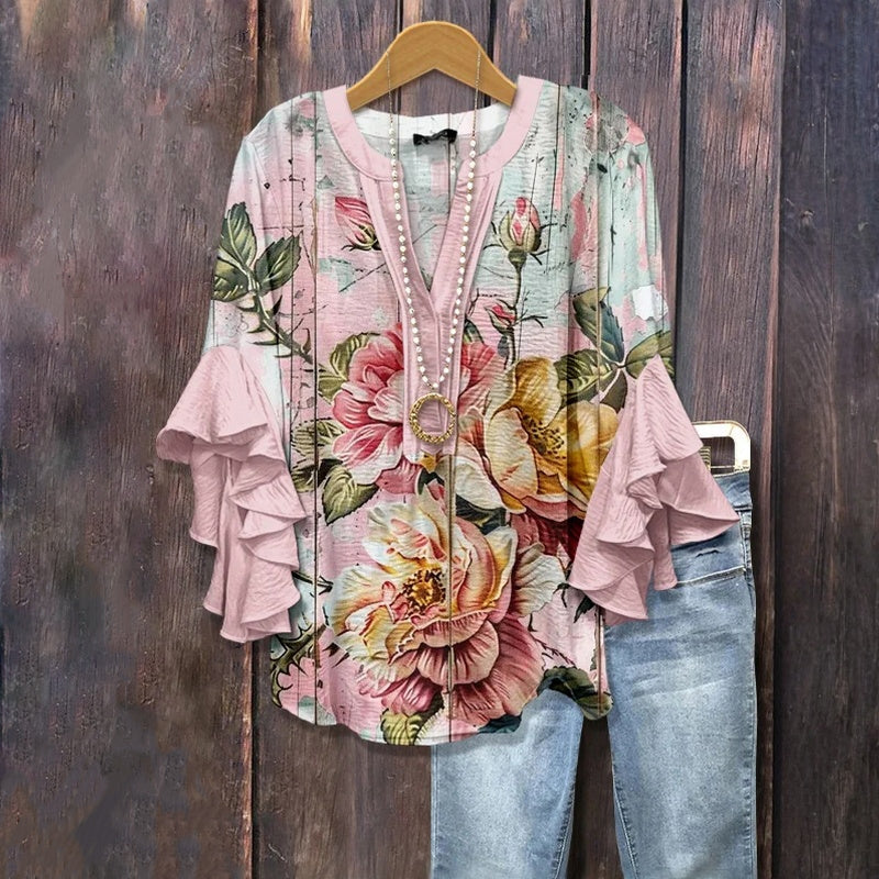 Blouse Vintage À Imprimé Floral