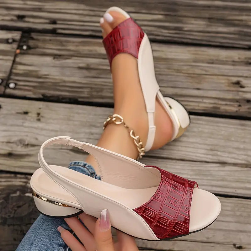 Liora | Sandales Compensées Effet Croco & Bout Ouvert