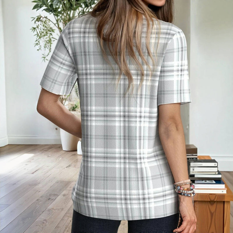 Blouse À Carreaux Décontractée