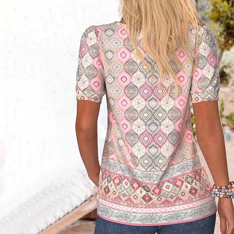 Blouse À Imprimé Ethnique Vintage