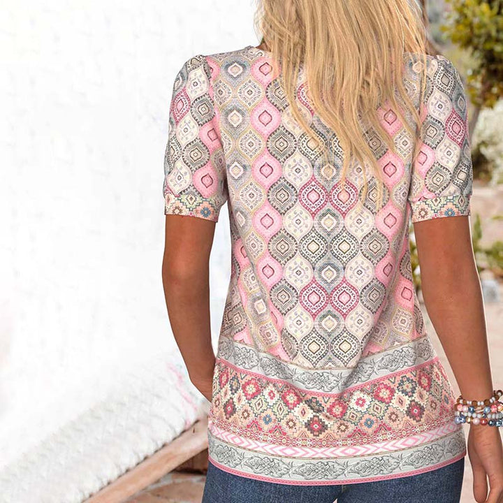 Blouse À Imprimé Ethnique Vintage