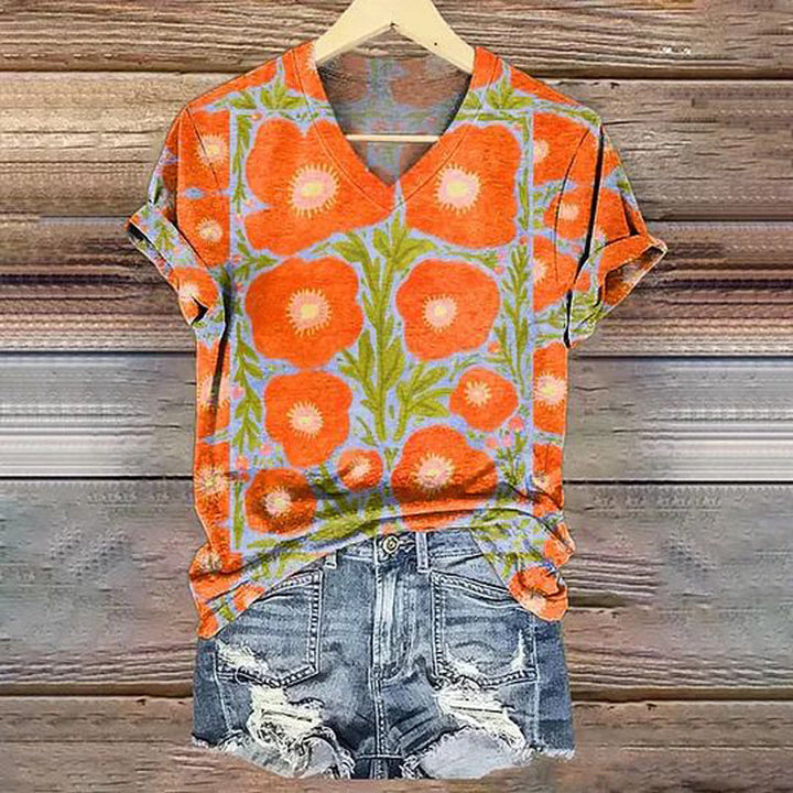 T-Shirt Décontracté À Imprimé Floral