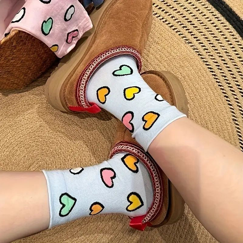 Chaussettes Décontractées À Imprimé Coeur