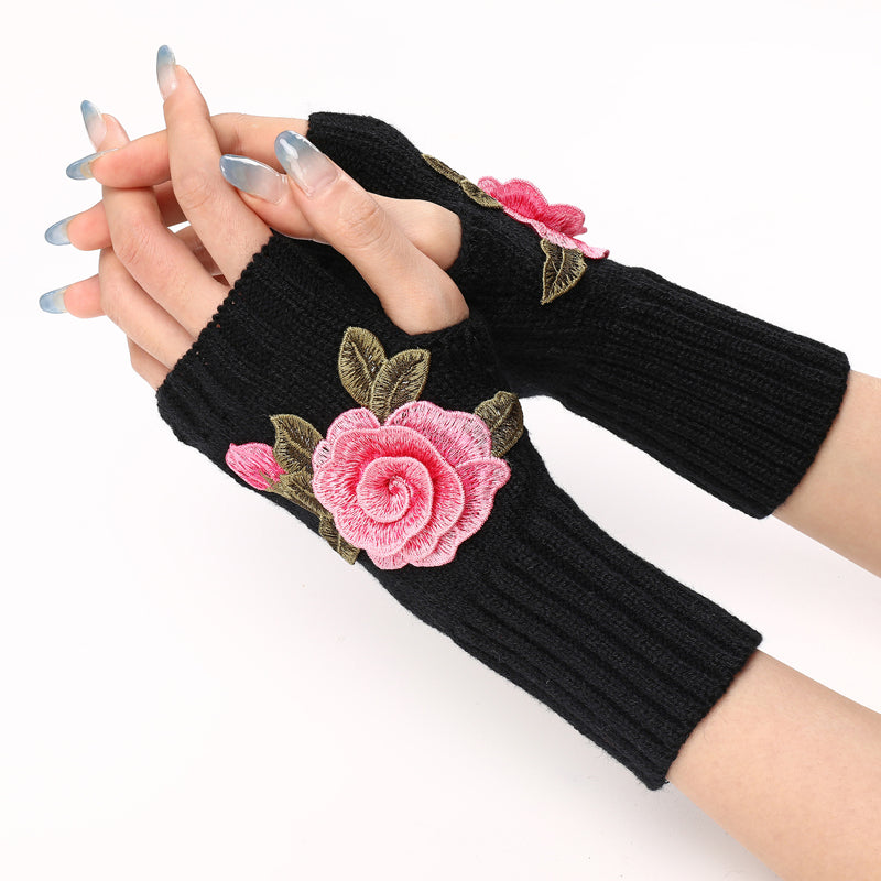 Gants Chauds À Fleurs