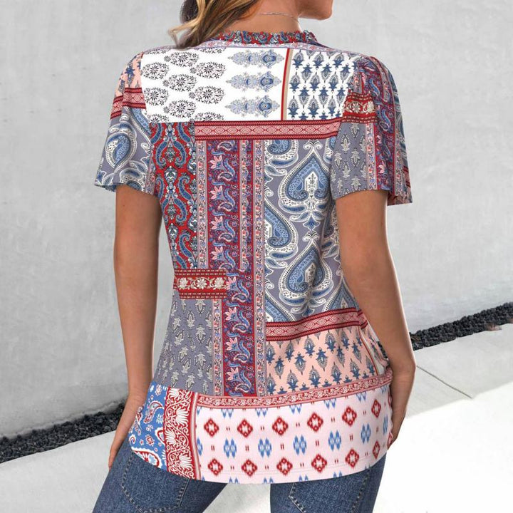 Blouse À Imprimé Ethnique Vintage