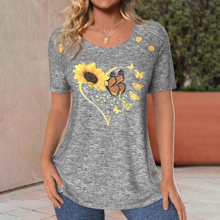 T-Shirt Décontracté À Imprimé Papillon