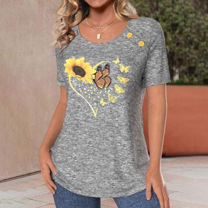 T-Shirt Décontracté À Imprimé Papillon