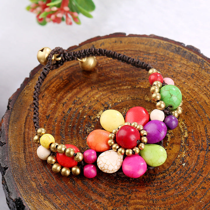 Bracelet Floral Tissé À La Main