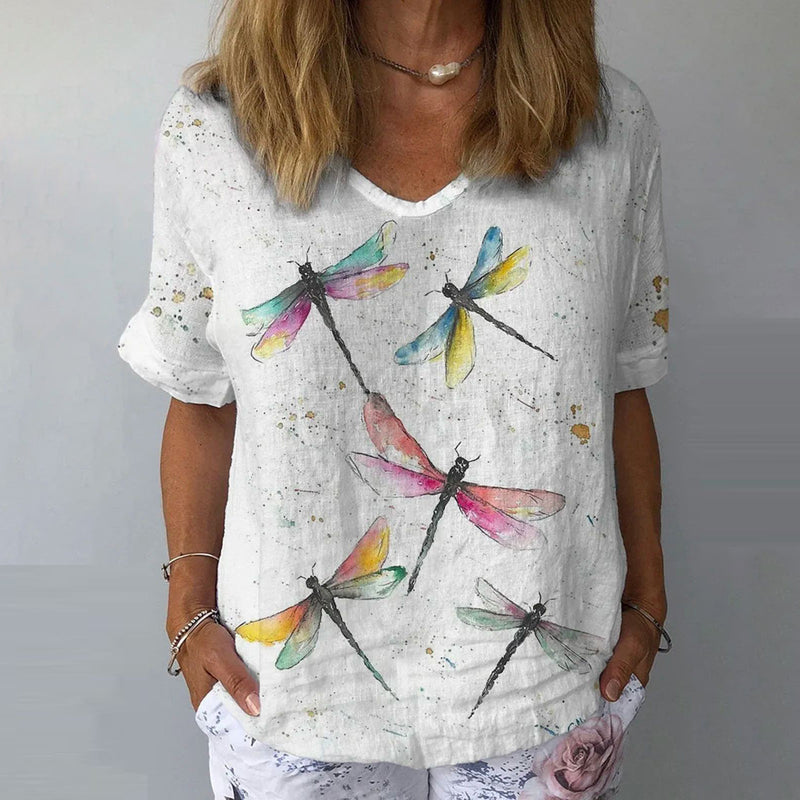 T-Shirt Vintage Imprimé Libellule