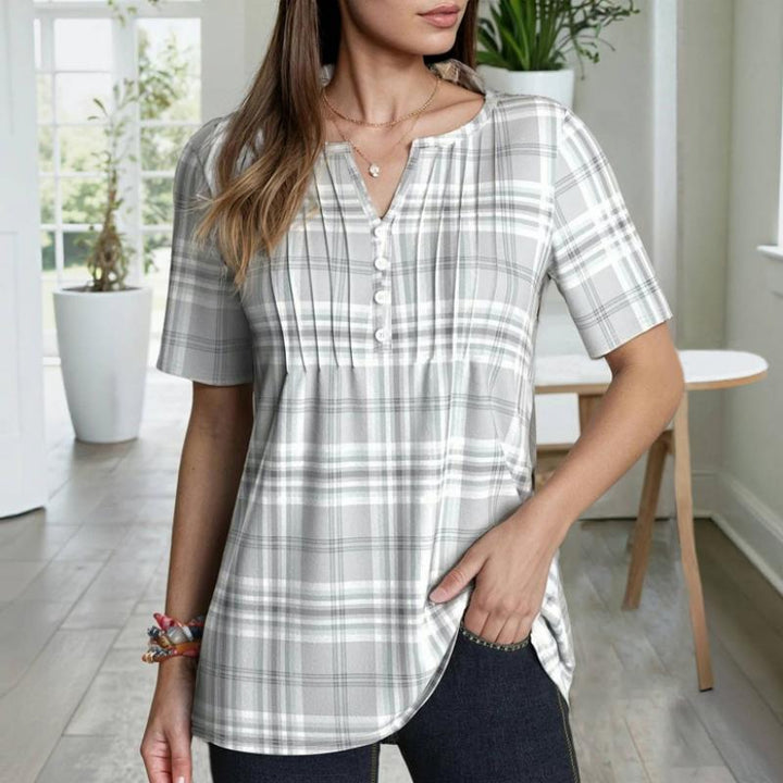 Blouse À Carreaux Décontractée
