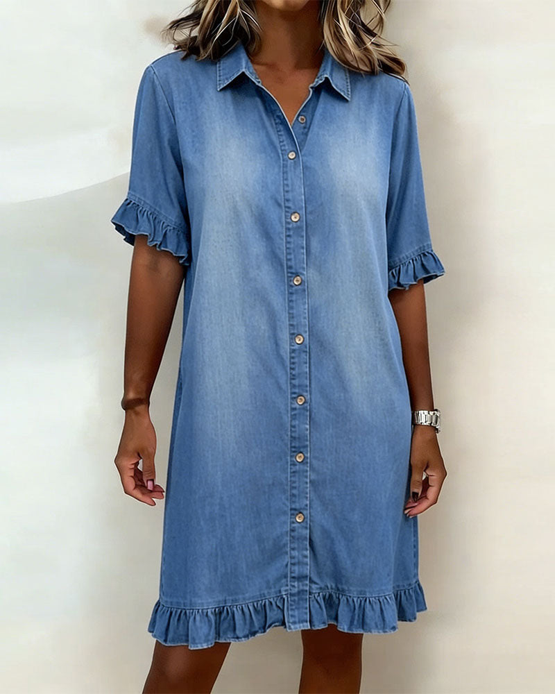 Élina | Robe En Jean Confortable À Volants Flatteurs