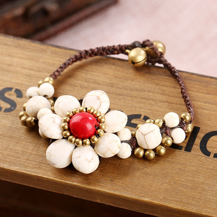 Bracelet Floral Tissé À La Main