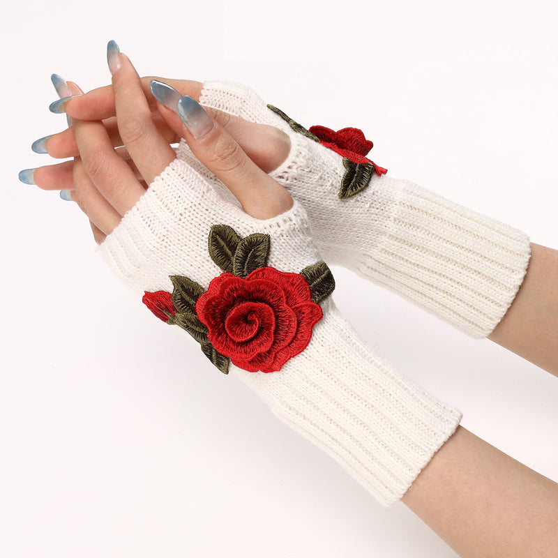 Gants Chauds À Fleurs