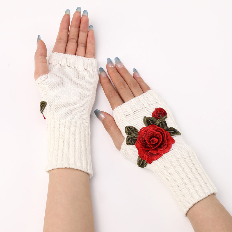 Gants Chauds À Fleurs
