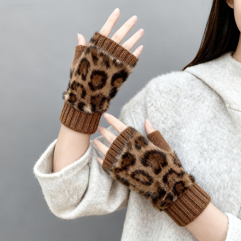 Gants Chauds À Imprimé Léopard