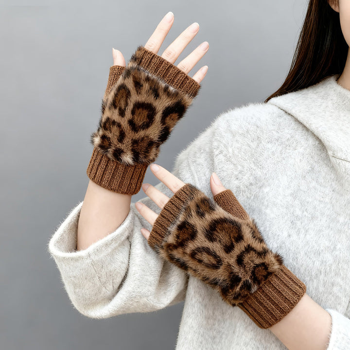 Gants Chauds À Imprimé Léopard