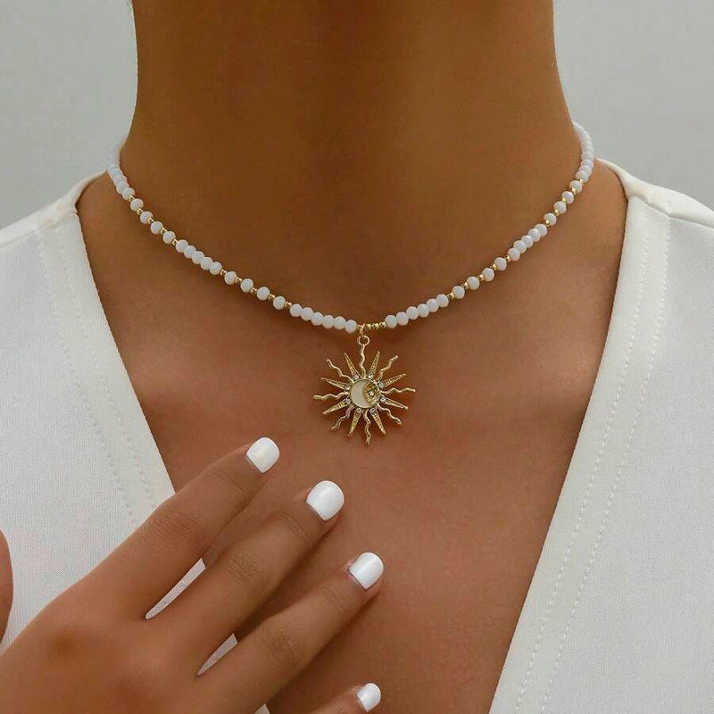 Collier Pendentif Soleil Bohème