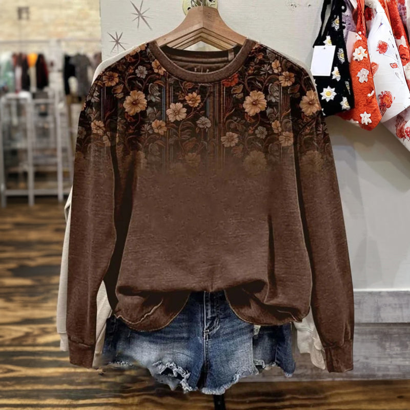 Sweat-Shirt Vintage À Imprimé Floral