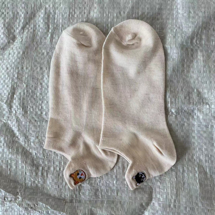 Chaussettes Décontractées À Broderie Chat