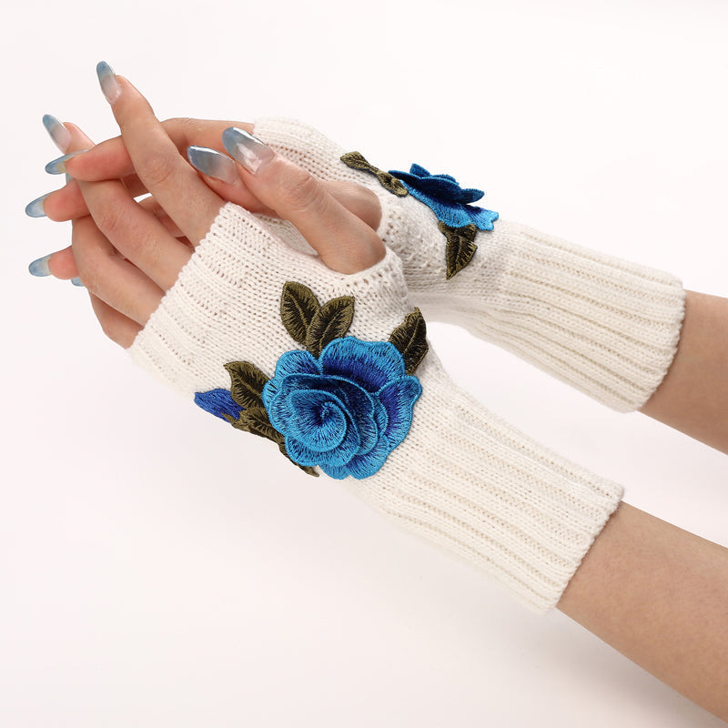 Gants Chauds À Fleurs