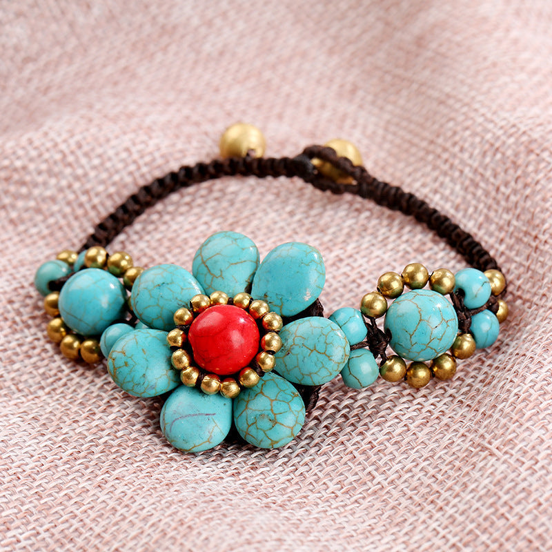 Bracelet Floral Tissé À La Main