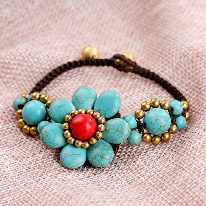 Bracelet Floral Tissé À La Main