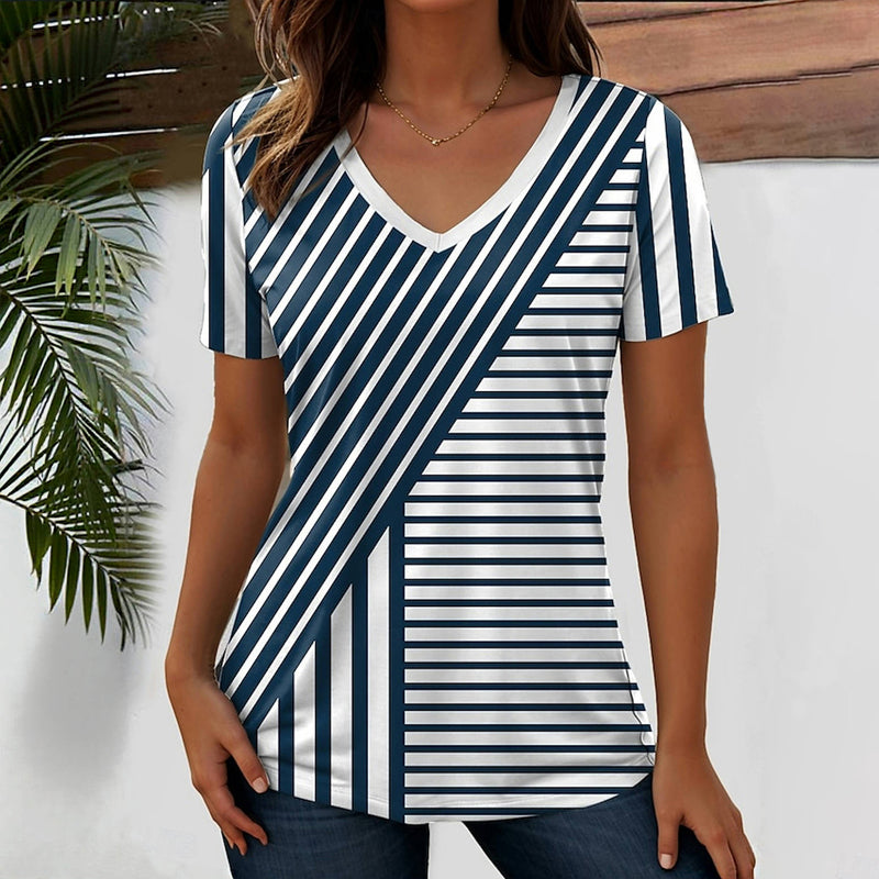 T-Shirt Rayé Décontracté