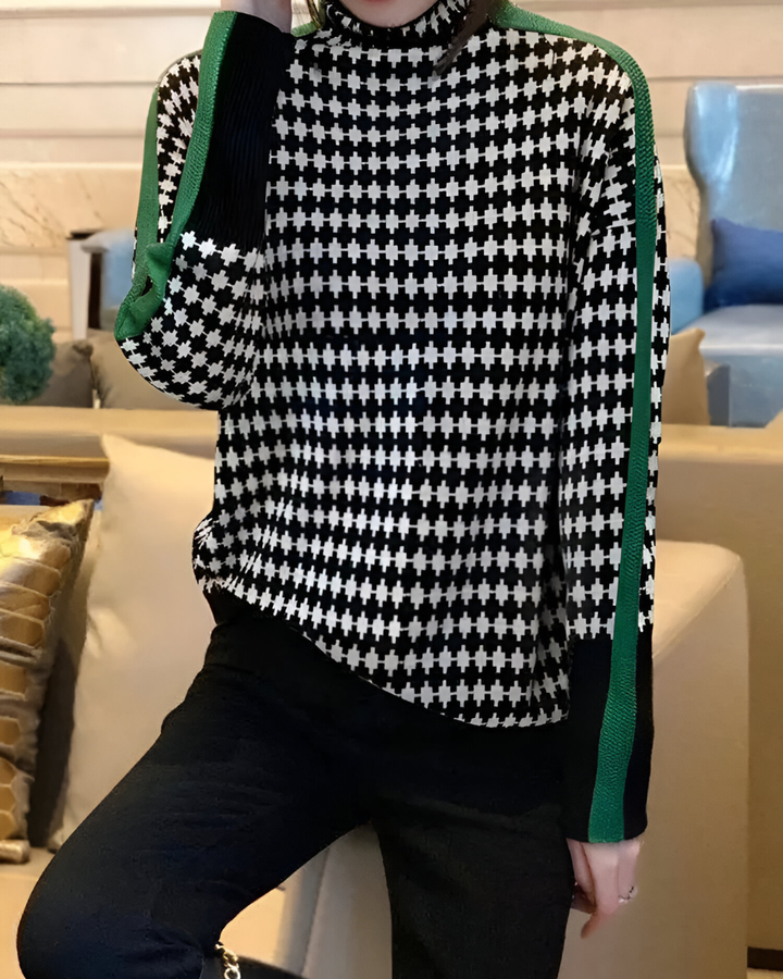 Vera™ | High Neck Sweater with Diamond Pattern