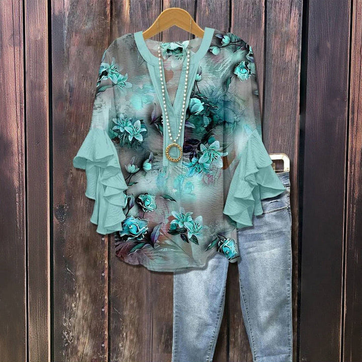 Blouse Vintage À Imprimé Floral