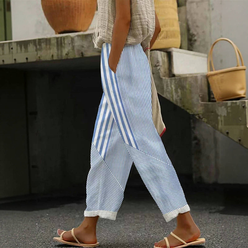 Pantalon Rayé Décontracté
