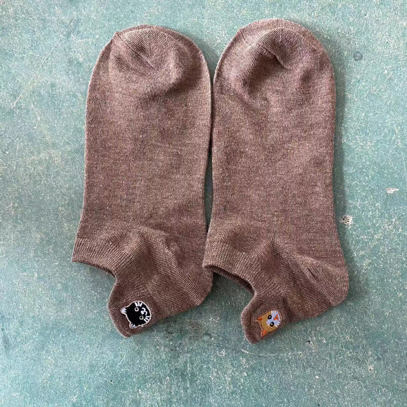 Chaussettes Décontractées À Broderie Chat