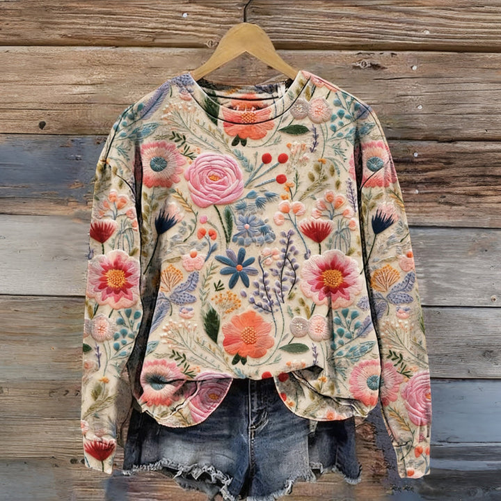 Sweat-Shirt Vintage À Imprimé Floral