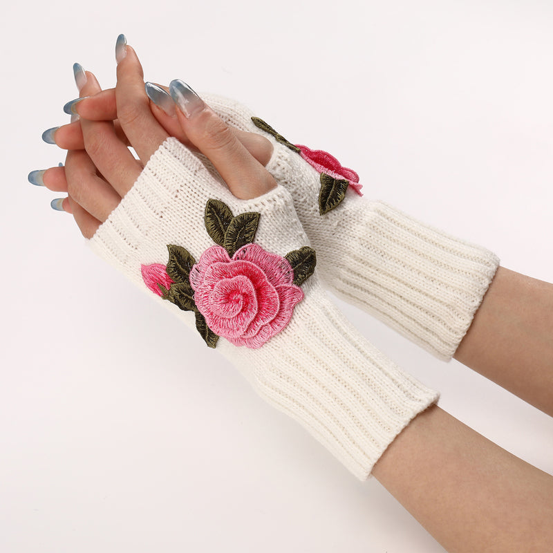Gants Chauds À Fleurs