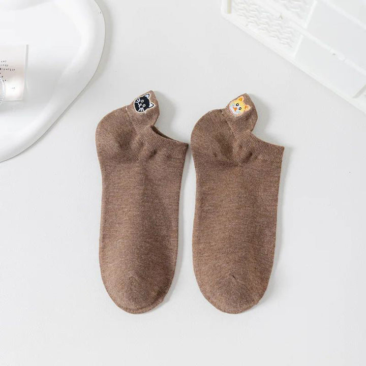 Chaussettes Décontractées À Broderie Chat