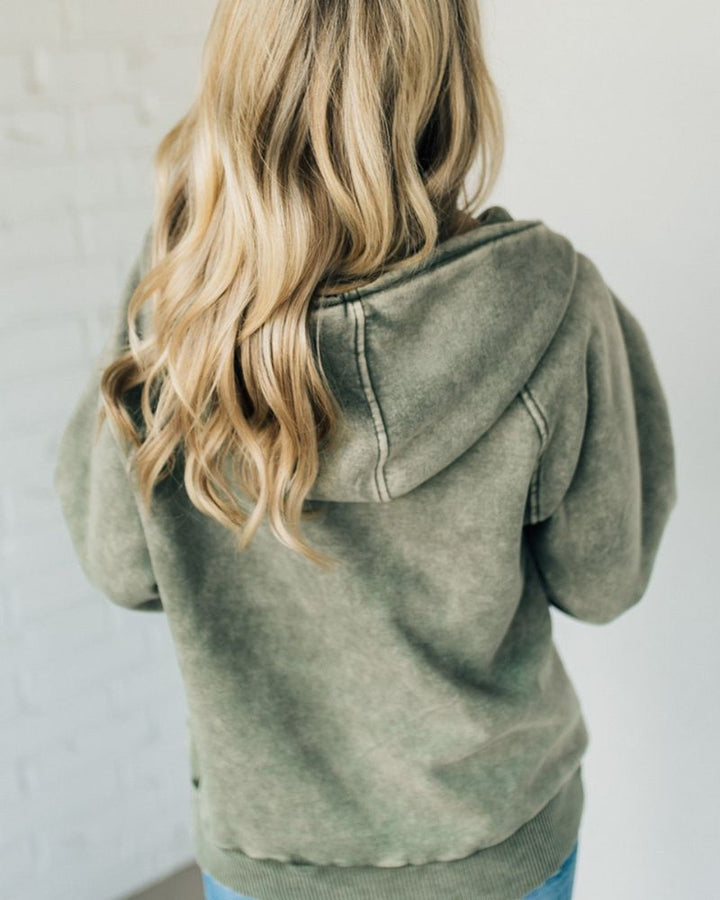 Clare - Acid Washed Fleece Hoodie