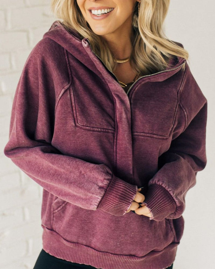 Clare - Acid Washed Fleece Hoodie