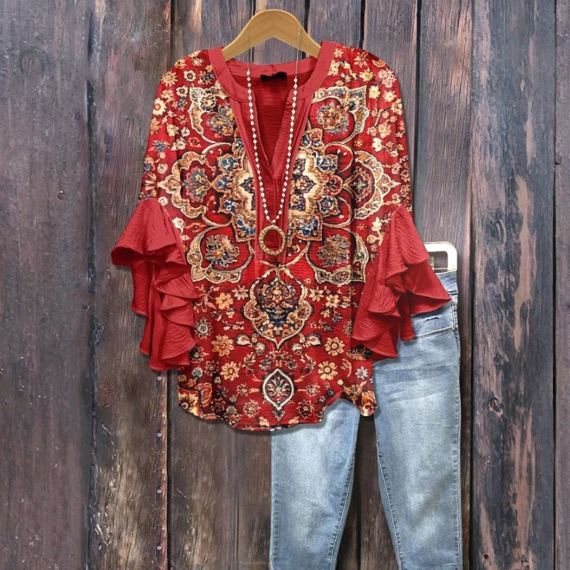 Blouse Vintage À Imprimé Floral